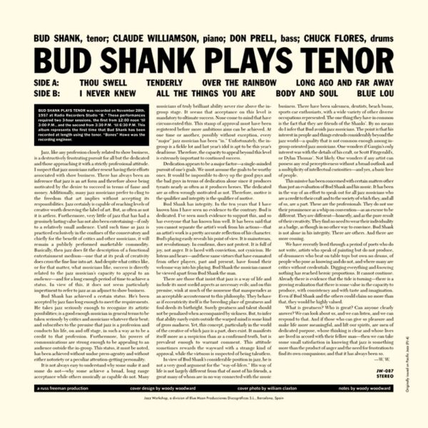 Bud Shank - "Bud Shank Plays Tenor" (AUDIOPHILE 180 GR. HQ VINYL) - Image 3