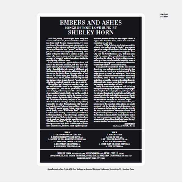 Shirley Horn - "Embers And Ashes" (AUDIOPHILE 180 GR. HQ VINYL) - Image 3