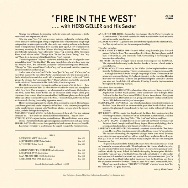 Herb Geller - "Fire In The West" (AUDIOPHILE 180 GR. HQ VINYL) - Image 3