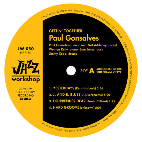 Paul Gonsalves - "Gettin' Together" (AUDIOPHILE 180 GR. HQ VINYL) - Image 2