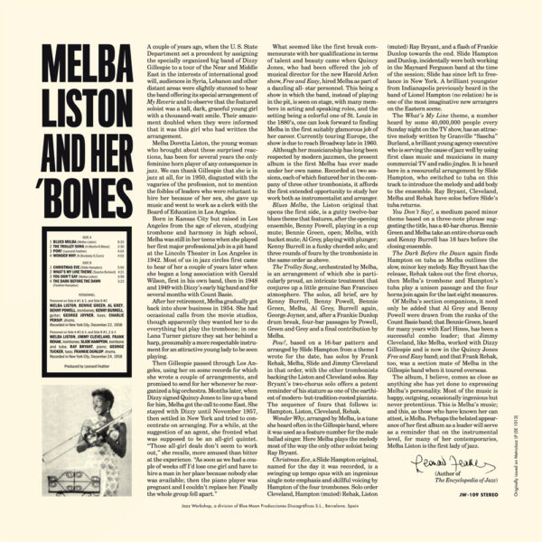 Melba Liston - "Melba Liston And Her 'Bones" (AUDIOPHILE 180 GR. HQ VINYL) - Image 2