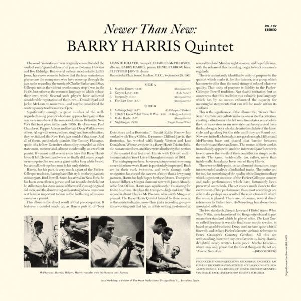 Barry Harris - "Newer Than New" (AUDIOPHILE 180 GR. HQ VINYL) - Image 2