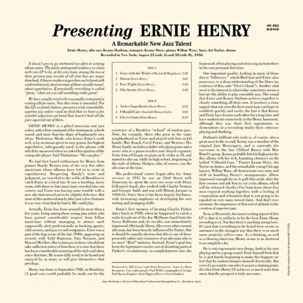 Ernie Henry - "Presenting Ernie Henry" (AUDIOPHILE 180 GR. HQ VINYL) - Image 3