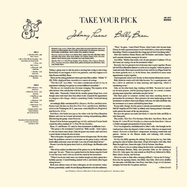 John Pisano & Billy Bean - "Take Your Pick · Guitar Duets" (AUDIOPHILE 180 GR. HQ VINYL) - Image 3