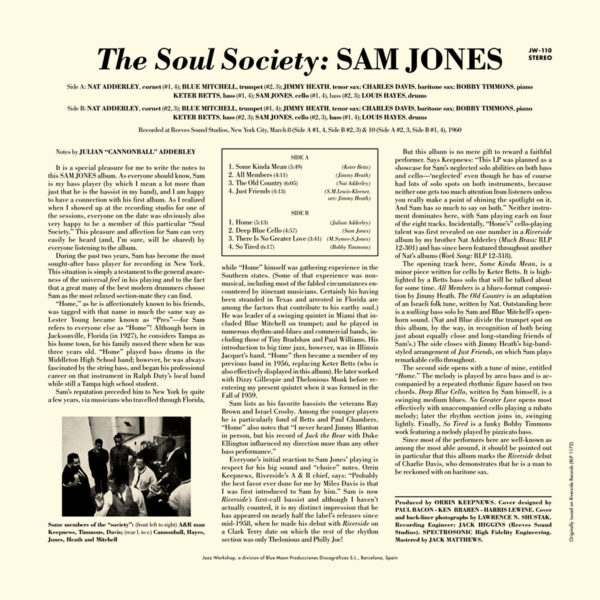 Sam Jones - "The Soul Society" (AUDIOPHILE 180 GR. HQ VINYL) - Image 2