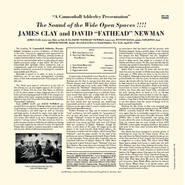 James Clay & David Fathead Newman - "The Sound Of The Wide Open Spaces!!!!" (AUDIOPHILE 180 GR. HQ VINYL) - Image 3