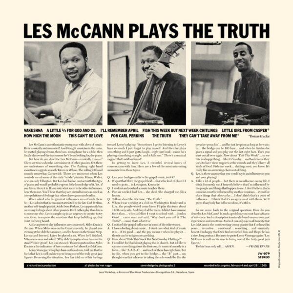 Les McCann - "Plays The Truth" (AUDIOPHILE 180 GR. HQ VINYL) - Image 2